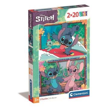 Puzzle - CLEMENTONI - Stitch - 2 puzzles de 20 pièces - Pour enfants à partir de 3 ans - Thème dessins animés