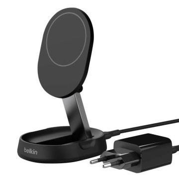 BoostCharge Pro Chargeur induction Qi2 15W Support Charge rétractable Belkin Noir