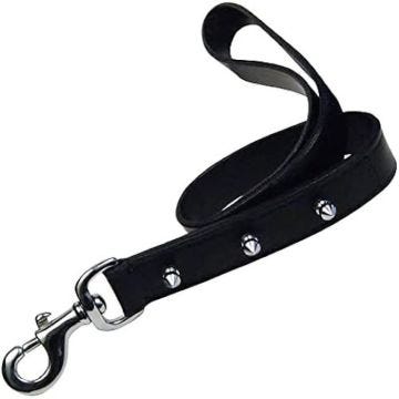 Ceinture - GLORIA - Noir - Cuir - Rangée de pointes - Ajustable