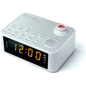 Radio-réveil MUSE M-178 P Blanc - Double alarme - Projection de l'heure - Compatible MP3/MP4