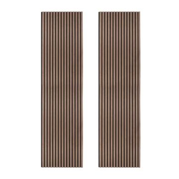 2 x Panneaux Lattes Acoustiques Muraux Noyer Foncé Placage Décoratif 240cm/60cm