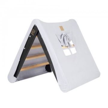 MEOWBABY Maison triangulaire d'escalade avec cadre pliable noir, gris bleu