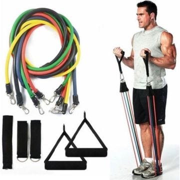 11 Pcs / Set Résistance Tubes Gym Fitness Workout Exercice Poignées bandes de yoga
