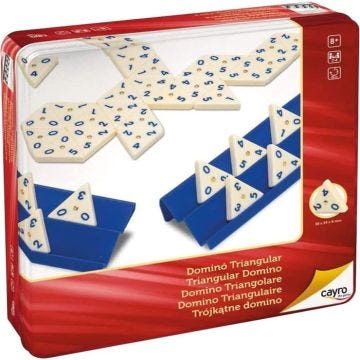 Jeu de société - CAYRO - Dominos triangulaires en boite métal - Mixte - Beige - A partir de 3 ans