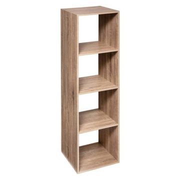 5five - étagère colonne 4 cases "mix n modul" effet chêne naturel
