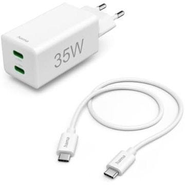 Chargeur Rapide Hama - 2 x USB-C - 35W - Power Delivery - Qualcomm Quick Charge - Compact