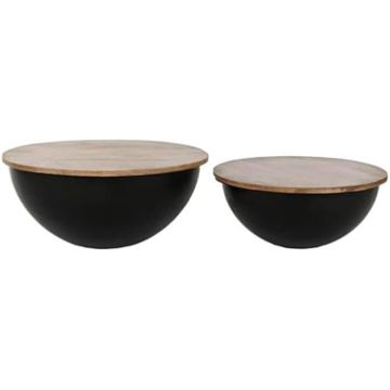 Tables - HOME ESPRIT - Lot de 2 - Métal et Bois de manguier - 60 x 60 x 28 cm - Multicolore