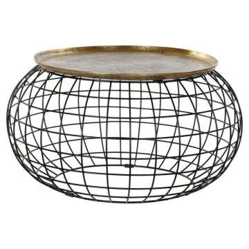 table d'appoint noir doré aluminium (80 x 80 x 44 cm)