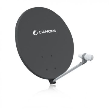CAHORS Parabole Gris FIBRE Multisatellite avec Support BISAT G2 Sans LNB