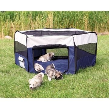 Enclos avec filet/base - TRIXIE - ø 130 × 55 cm - Turquoise / Gris clair