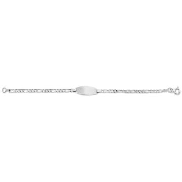 Identité enfant - BRILLAXIS - Identité bébé plaque tonneau or blanc 18 carats - Couleur de la matière:Blanc Taille/Longueur:14 cm