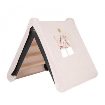 MEOWBABY Maison d'escalade triangulaire avec cadre pliant noir, rose