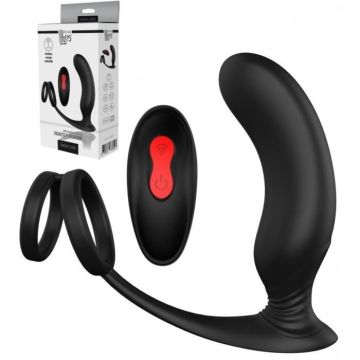 Plug Anal Rechargeable - Dream Toys - P-Pleaser - Silicone Doux - 9 Modes de Vibration - Double Cockring