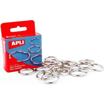 APLI Boite de 10 Anneaux de Reliure Métalliques 46 Mm