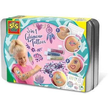 Tatouages glamour 3 en 1 - SES CREATIVE - Multicolore - Blanc - Pour enfants dès 5 mois