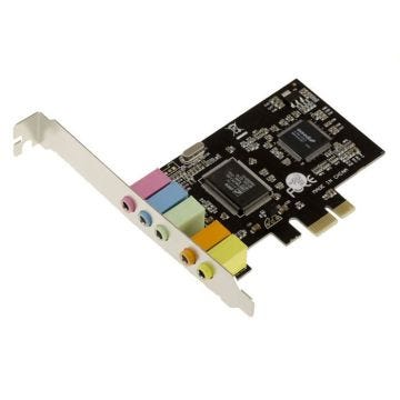 Carte SON sur port PCI EXPRESS 5.1 CANAUX avec Chipset CMedia CMI8738/PCI-SX et ASM1083 - PCIe x1, HIGH et LOW PROFILE
