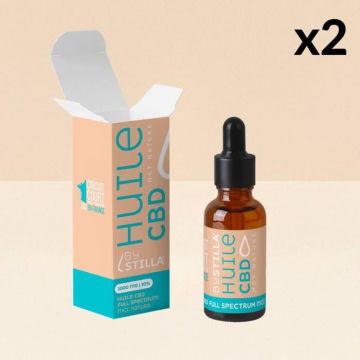 Lot 2 Huiles CBD BySTILLA 40% / 4000mg (2x10ml). Origines 100% naturelles. Huile de Coco MCT pure. Goût neutre. Produit en France.