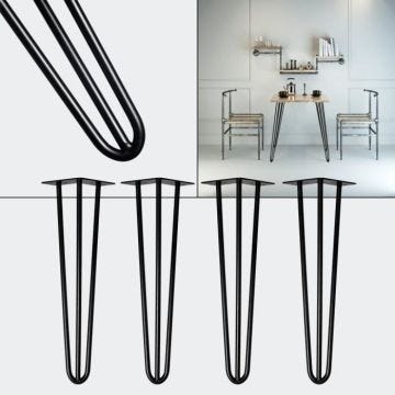 Pieds de table Support de table Set 4 pcs. Hairpin Legs Pieds de table épingle à cheveux Noir 71cm - 60369