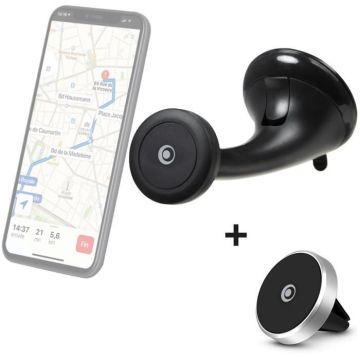 Support Voiture Aimanté sur Pare-brise + Ventilation Noir - 100% Plastique recyclé Bigben