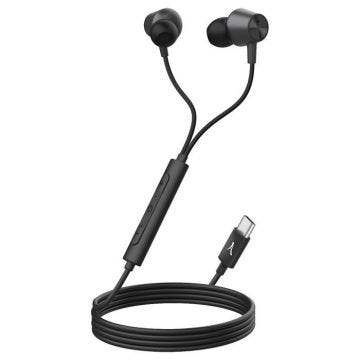 Écouteurs Filaires USB-C Réduction de Bruit Micro Télécommande Akashi Noir