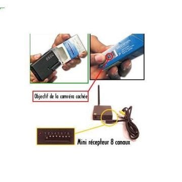 Caméra cachée sans fil couleur dans un paquet de cigarette 1.2GHz/2.4GHz -CCD 1/4" - 450LTV + Récepteur 8 canaux REF CS-1224PCK HDME