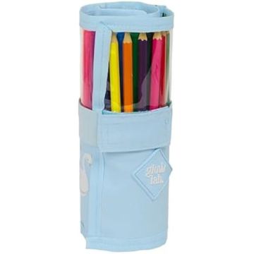 Trousse Enroulable Pratique et Polyvalente - GLOWLAB - CISNES - Qualité et Résistance - 7 x 20 cm - Bleu Clair