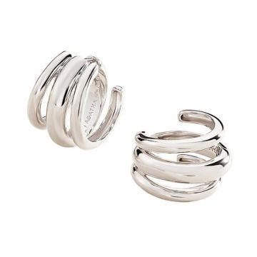 Boucles d'oreilles femme - Agatha - Boucles d'oreilles créoles Agatha Trijonc argent - Couleur de la matière:Blanc