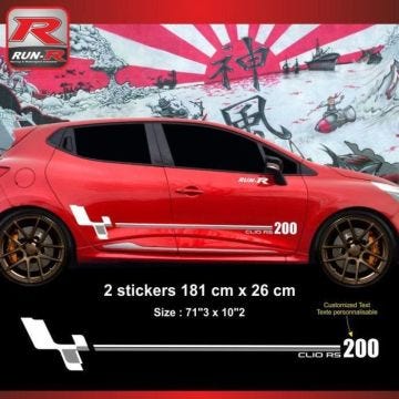 Sticker personnalisable - ADNAUTO - Clio RS - Lot de 2 - Résistant aux UV - Personnalisable