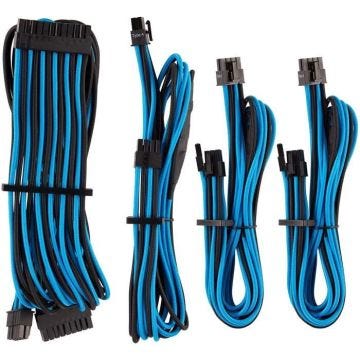 Corsair Kit de démarrage de câbles pour alimentation de type 4 Gen 4 à gainage individuel bleu/noir - CP-8920221