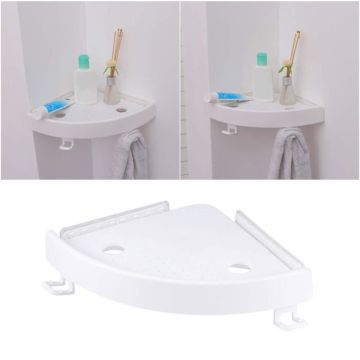 cuisine murale de salle de bain étagère d'angle solide Ventouse Triangle étagères de rangement Rack (Blanc)