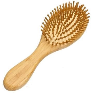 Brosse à cheveux d'1 pièce - En bambou naturel et en bois anti statique - Coussin en forme de pagaie - Brosse de Massage