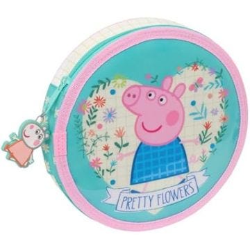 Trousse ronde - SAFTA - Peppa Pig Pretty Flowers - 18 pièces - Nettoyage facile - Pour enfants de 5 à 14 ans