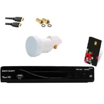 KIT LNB Single + récepteur satellite SERVIMAT VEGA TNTSAT