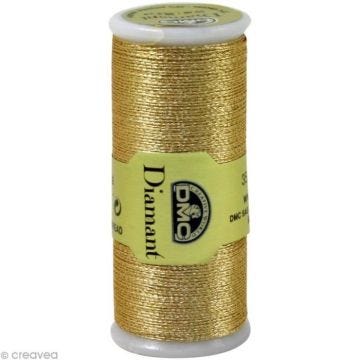 Fil à broder - DMC - Diamant - Or clair métallisé - 35 m - Viscose et Polyester métallisé