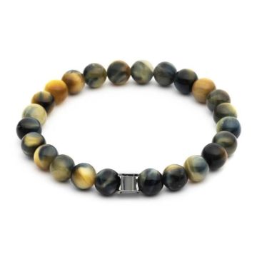 Bracelet - GEMINI - Bracelet Gemini Gem Lucky Tiger - Couleur: Blanc - Taille: 21 cm - Oeil de tigre