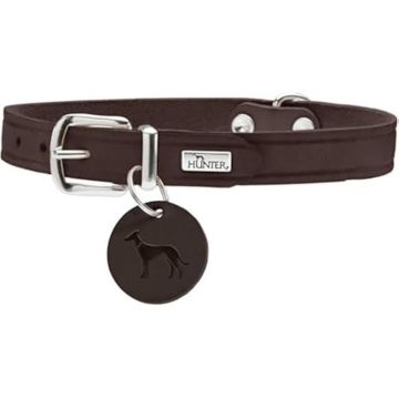 Collier - HUNTER - Aalborg 32 - Cuir de Vache Souple - Marron Foncé - Taille Moyen