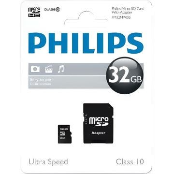 Carte micro SDHC - PHILIPS - Class 10 - 32GO