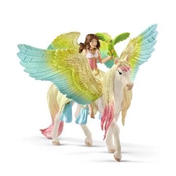 Coffret Magique Pièces avec Fée Surah et son Pégase à Paillettes - Figurine schleich Licorne et Fée avec Bras Mobiles et