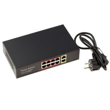 Switch Gigabit Ethernet PoE PoE+ 30W avec 8 Ports RJ45 descendants et 2 ports montants