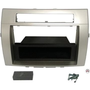 Façade autoradio 1DIN Toyota Corolla Verso 2 ap05 - Argent - Avec vide-poche