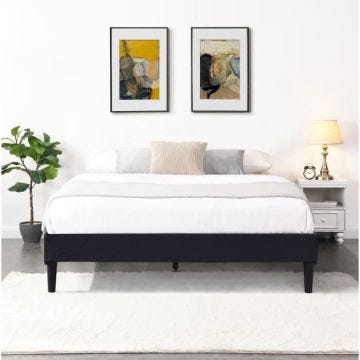 Sommier 200x200 cm Tapissier dhoussable housse lavable noir Pieds en 20 cm 2 x 13 Lattes - opale- revetement Tissu 100...