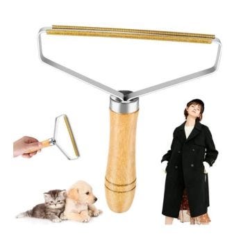 Rasoir Anti Bouloche, Portable Lint Remover avec Manche en Bois Brosse Manuel Anti Poil Brosse Anti Peluche Portable, 2 pcs