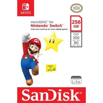 SanDisk - Carte mémoire microSDXC UHS-I 256 Go Edition Super Mario Super Star pour Nintendo Switch, Switch Lite et Switch OLED