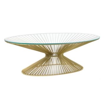 table d'appoint moderne doré verre, acier 138 cm