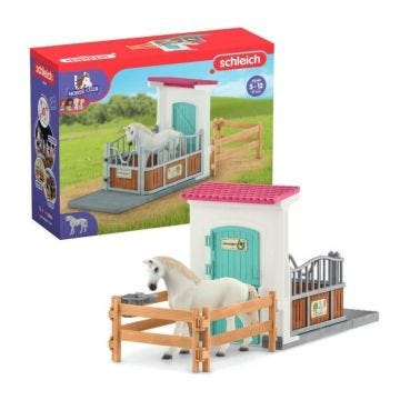 Box avec étalon Pur Sang anglais, Extension pour écurie schleich pour enfant, Schleich 42569 HORSE CLUB, dès 5 ans