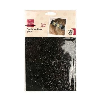 Coupon de tissu pailleté - MegaCrea DIY - Noir - 21 X 15 cm