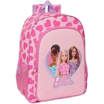 Sac à dos scolaire Barbie Love - SAFTA - Adaptable au chariot - Confortable et polyvalent - Rose