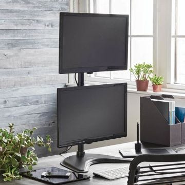 Tripp Lite Support de moniteur double vertical pour écrans plats de 15" à 27" Montage sur bureau pour 2 écrans LCD métal noir…