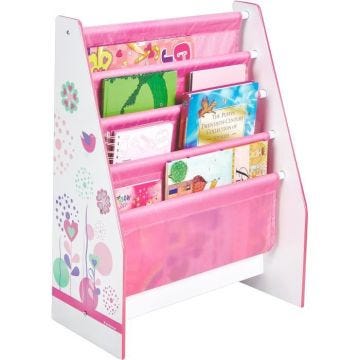 Fleurs et Oiseaux - Bibliothèque à pochettes pour enfants - Rangement de livres pour chambre d’enfant