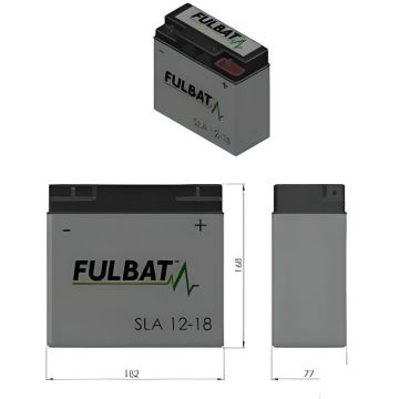 BATTERIE SLA 12-18 FULBAT 12V18AH LG 182 L77 H168 -SANS ENTRETIEN - MOTOCULTURE